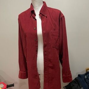 Men’s deep red corduroy j. Crew oarsmen long sleeve button up shirt size small